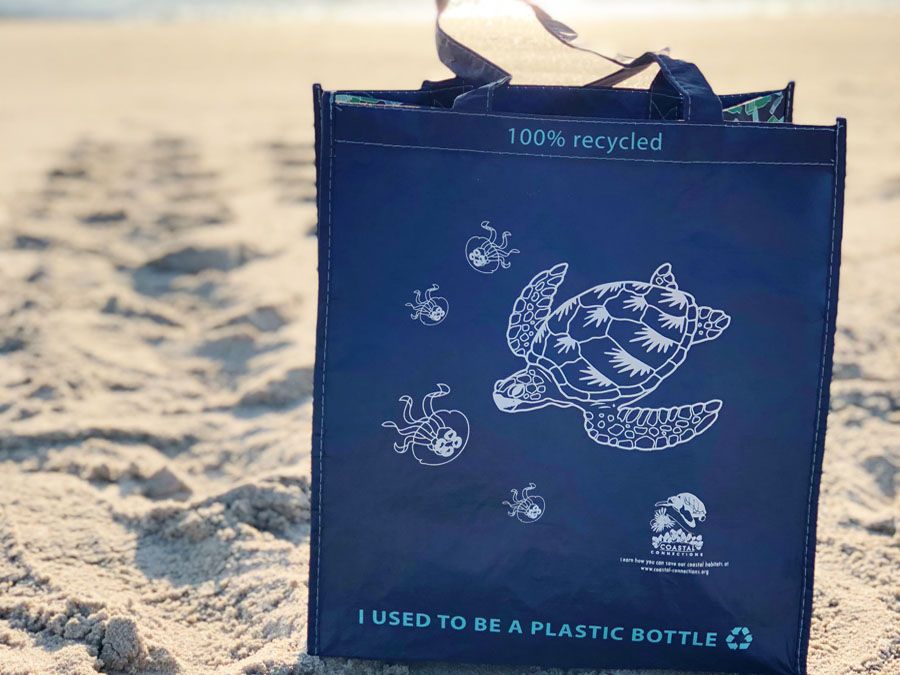 Trademark resuable bag made from recycled bottles